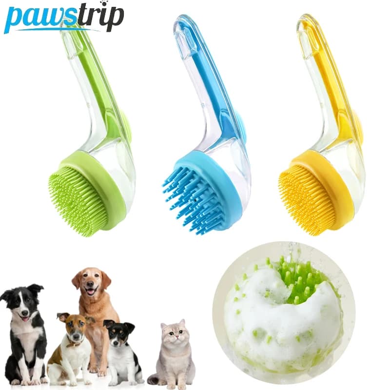 Long Handle Dog Cleaning Brush Soft Silicone Pet Bathing Brush Pet Grooming Comb for Cats Dogs Cat Massage Brush Pet Supplies