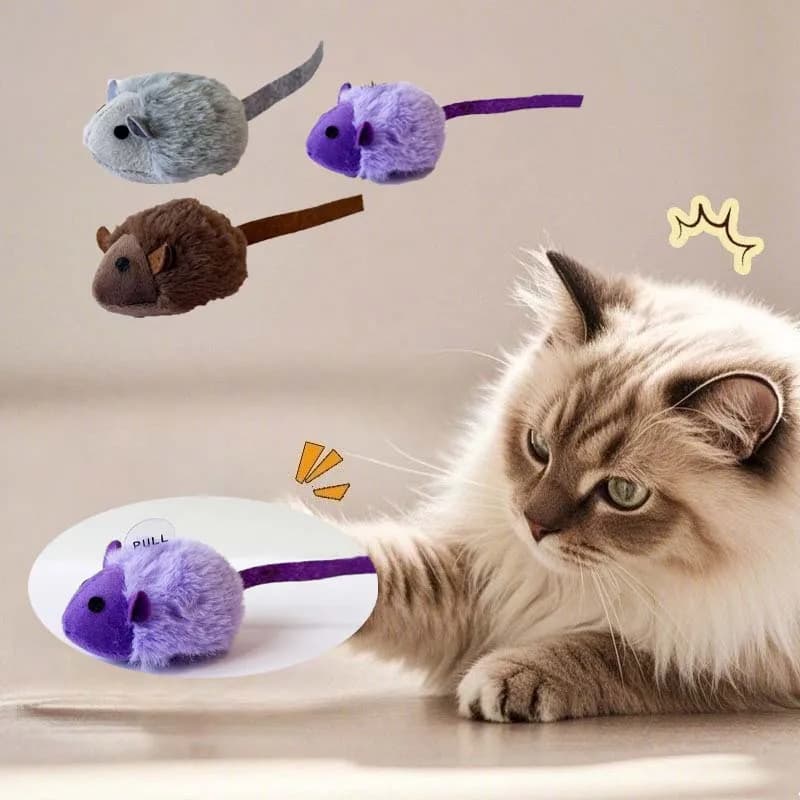 Plush Cat Toy Squeaky Simulation Mouse Interactive Kitten Toy Faux Fur Mice Chew Game Cat Accessories