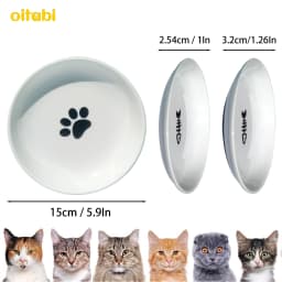 Oitabi 3PCS No Spill Cat Bowls Sets, Cat Food Bowl, Anti Whisker Fatigue Ceramic Cat Dishes Set, Shallow Wide Kitten Plates