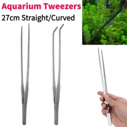 Stainless Steel Aquarium Tweezers Pliers Fish Tank Plant Aquascape Tools Straight Curved Forceps Clip Aquatic Feeding Tongs 27cm