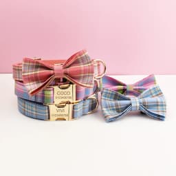 Plaid Dog Collar And Leash Set For Dogs Custom Engraved Nameplate Pet Supplies Dog Leash Grid