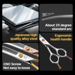 Fenice High-end 6.5/7 inch Professional Pet Grooming Scissors Curved Thinning Shears for dogs & cats animal hair tijeras tesoura