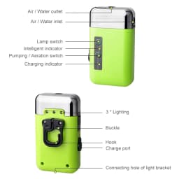 Portable 3-in-1Mini Oxygen Pump With Air Stone Tube Sensing USB Charging Automatic Water Pump LED Lighting For Outdoor Fishing