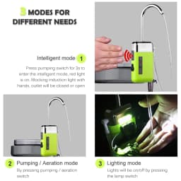 Portable 3-in-1Mini Oxygen Pump With Air Stone Tube Sensing USB Charging Automatic Water Pump LED Lighting For Outdoor Fishing