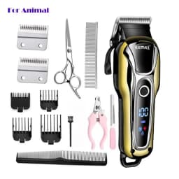 Kemei 100-240v KM-1990 Rechargeable Animal Hair Clipper Professional Dog Hair Trimmer For Cat Hair Remover Pet Grooming Set
