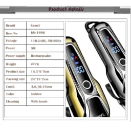 Kemei 100-240v KM-1990 Rechargeable Animal Hair Clipper Professional Dog Hair Trimmer For Cat Hair Remover Pet Grooming Set