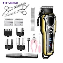 Kemei 100-240v KM-1990 Rechargeable Animal Hair Clipper Professional Dog Hair Trimmer For Cat Hair Remover Pet Grooming Set