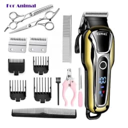 Kemei 100-240v KM-1990 Rechargeable Animal Hair Clipper Professional Dog Hair Trimmer For Cat Hair Remover Pet Grooming Set