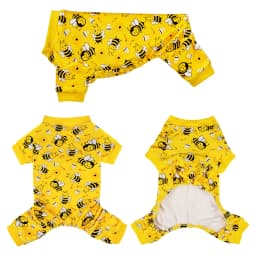 "Funny Bee Dog Pajamas - Soft Stretchy Onesie for Chihuahua Yorkie, Cozy Winter PJs with Feet, Perfect for Small Dogs