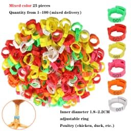 Poultry Leg Rings Chicken Foot Bands Adjustable Ratchet Clasp Snap Marking Tags for Duck Goose Pigeon Farm Feed Tool 25/100pcs