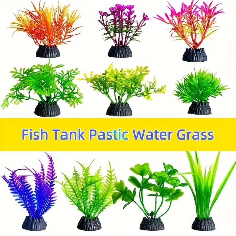 10pcs PVC Artificial Aquatic Plants for Fish Tank Decor, Simulated Aquarium Plant Decorations