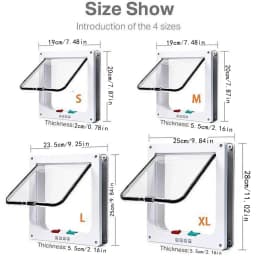 Weather Proof Cat Door 4 Way Locking for Cat up to 20 lbs for Interior Doors, Cabinet, Garage Doors 4 Sizes Pet Door