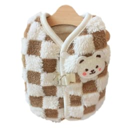 Winter Warm Pet Dog Coat Plaid Dog Clothes with D-ring Plush Pet Jacket for Small Medium Dogs Chihuahua Yorkie Costume