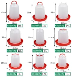 1/1.5/2/3/4/5/6/8/11/14/16/18L Automatic Chicken Water Bucket Plastic Poultry Rooster Hen Feeding Device Farm Water Supply