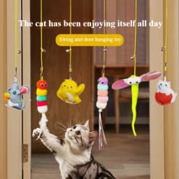 Cat Hanging Toy Independent Cat Teasing Elastic Rope Hanging Door Cat Teasing Stick Feather Teasing Cat Pet Teasing Cat Stick