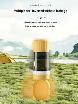 2-in-1 Leakproof Pet Bottle: 400ml Water + 180ml Food | On-the-Go Dog/Cat Travel Bowl for Hiking/Camping | Compact Dual Storage