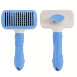 1 pet brush with easy-to-clean buttons, a pet massage comb for effective detangling and hair removal, with an ergonomic