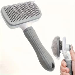 1 pet brush with easy-to-clean buttons, a pet massage comb for effective detangling and hair removal, with an ergonomic
