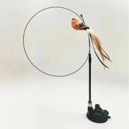 Cat Toys Cat Self-Sexy Feather Suction Cup Teasing Cat Stick with Bell Bird Replacement Head Resistant to Bite Pet Cat Dog Toys