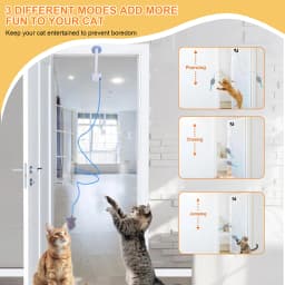 Door Hanging Auto-Rebound Cat Toy Retractable Kitten Teaser with 3 Catnip Mice Interactive Pet Play Toy for Indoor Playing Exer