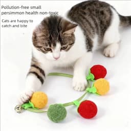 Durable Tomato Cat Teaser String Toy With Bell Self Play Interactive Kitten Toy Boredom Relief Essential Pet Supplies For Cats