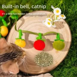 Durable Tomato Cat Teaser String Toy With Bell Self Play Interactive Kitten Toy Boredom Relief Essential Pet Supplies For Cats