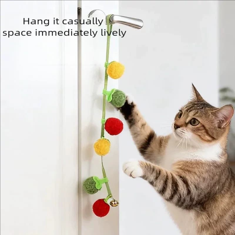 Durable Tomato Cat Teaser String Toy With Bell Self Play Interactive Kitten Toy Boredom Relief Essential Pet Supplies For Cats
