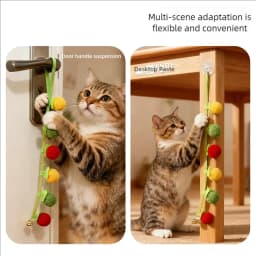 Durable Tomato Cat Teaser String Toy With Bell Self Play Interactive Kitten Toy Boredom Relief Essential Pet Supplies For Cats