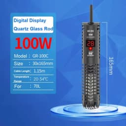 Quartz Glass Aquarium Submersible Heater Adjustable Temperature Non- Glass Fish Tank Heater LCD Display 20-34°C