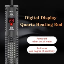 Quartz Glass Aquarium Submersible Heater Adjustable Temperature Non- Glass Fish Tank Heater LCD Display 20-34°C