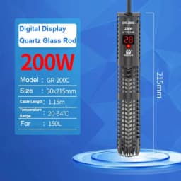 Quartz Glass Aquarium Submersible Heater Adjustable Temperature Non- Glass Fish Tank Heater LCD Display 20-34°C