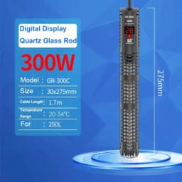 Quartz Glass Aquarium Submersible Heater Adjustable Temperature Non- Glass Fish Tank Heater LCD Display 20-34°C