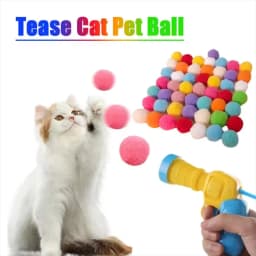Hot Cat Toy Interactive High Fun Toy Gun 10/20/30/100Pcs Plush Ball Launches Quiet High Bounce Ball To Tease The Cat