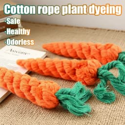 1Pcs Carrot Dog Bite Rope Pet Dog Toys Safe Durable Braided Bite Dog Chew Toys Resistant Puppy Molar Cleaning Teeth Cotton Rope