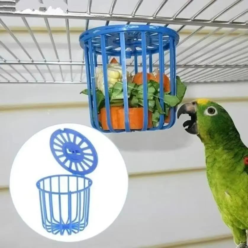 1 Pcs Cute Parrot Feeder Cage Fruit And Vegetable Rack Cage Accessories Hanging Basket Container Toy Pet Bird Supplies