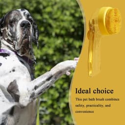 Pet Bathing Brush Long Handle Soft Silicone Shower Clean Tools Grooming Scrubber with Shampoo Dispenser Bath Brush for Dog & Cat