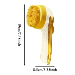 Pet Bathing Brush Long Handle Soft Silicone Shower Clean Tools Grooming Scrubber with Shampoo Dispenser Bath Brush for Dog & Cat