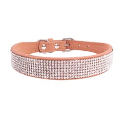 XXS-L Suede Fiber Crystal Dog Collar Comfortable Glitter Rhinestone Dog Collars Zinc Alloy Buckle Collar for Small Dogs Cats