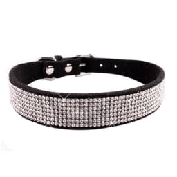 XXS-L Suede Fiber Crystal Dog Collar Comfortable Glitter Rhinestone Dog Collars Zinc Alloy Buckle Collar for Small Dogs Cats