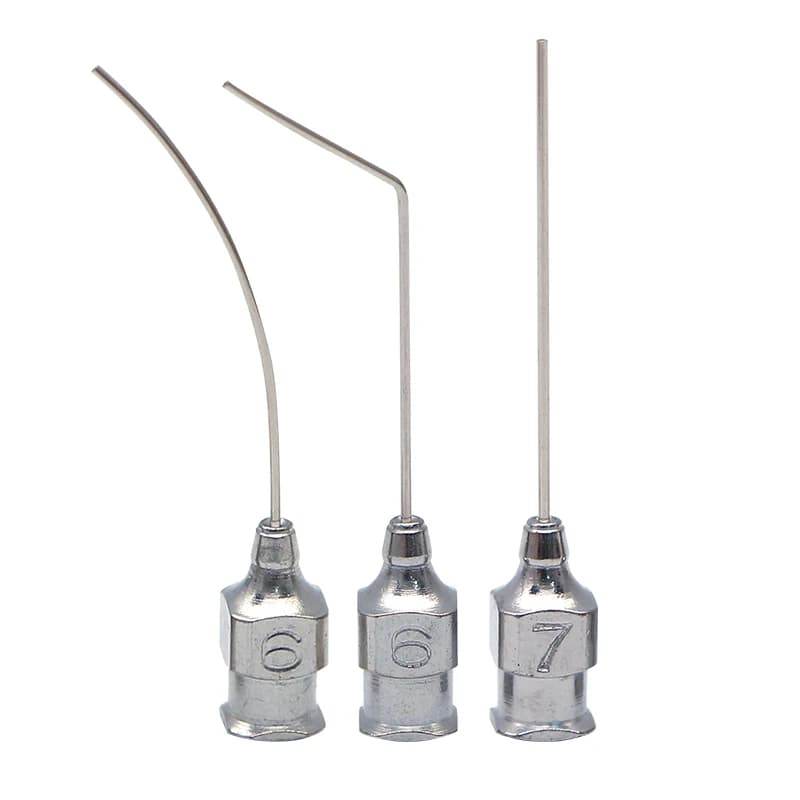 Ophthalmic Instruments Stainless Steel Lacrimal Duct Irrigation Needle Arc Angle Straight Dental Surgery Irrigation Needle