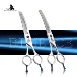 TAA Professional Pet Scissors Grooming Scissors Dog Scissors Curved Chunker Dog Shears and Serrated Scissors BI-7023 / BI-7051