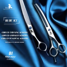TAA Professional Pet Scissors Grooming Scissors Dog Scissors Curved Chunker Dog Shears and Serrated Scissors BI-7023 / BI-7051