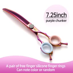 Fenice 7.25 Inch Professional Diamonds Screw Curved Chunker Scissors Pet Grooming Shears JP440C Thinner Shears for Dogs