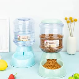 Plastic Dog Cat Food Dispenser 3.8L Gravity Feeder Pet Food Drinking Bowl Large Capacity with Storage Bucket