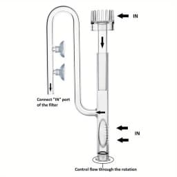 Glass Lily Pipe Inflow with Surface Skimmer for Aquarium Planted Tank (13mm for 12/16mm 1/2'' i.d. 17mm for 16/22mm 5/8'' i.d.