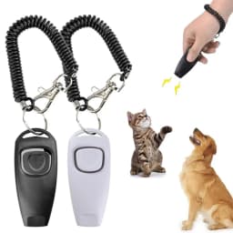 2 In 1 Pet Dog Clicker Dog Training Whistle Dog Trainer Puppy Stop Barking Training Aid Tool with Key Ring Pet Dog Supplies
