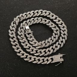 Pet Dog Cat Chain Collar Jewelry Metal Material with Diamond 12.5mm Width Collar Pitbull Personalised Dogs Collars Accessories