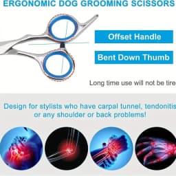 Premium Pet Grooming Scissors Set - Safety Round Tip, Stainless Steel Shears For Dogs & Cats