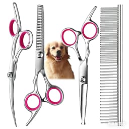 Premium Pet Grooming Scissors Set - Safety Round Tip, Stainless Steel Shears For Dogs & Cats