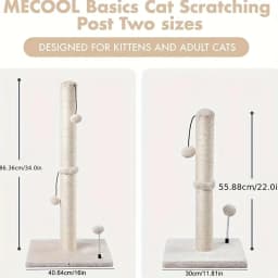 JTPAWS Cat Scratching Post Premium Basic Cat Scratching Indoor Sisal Scratching Post Tree Strap Hanging Ball for Adult Cat
